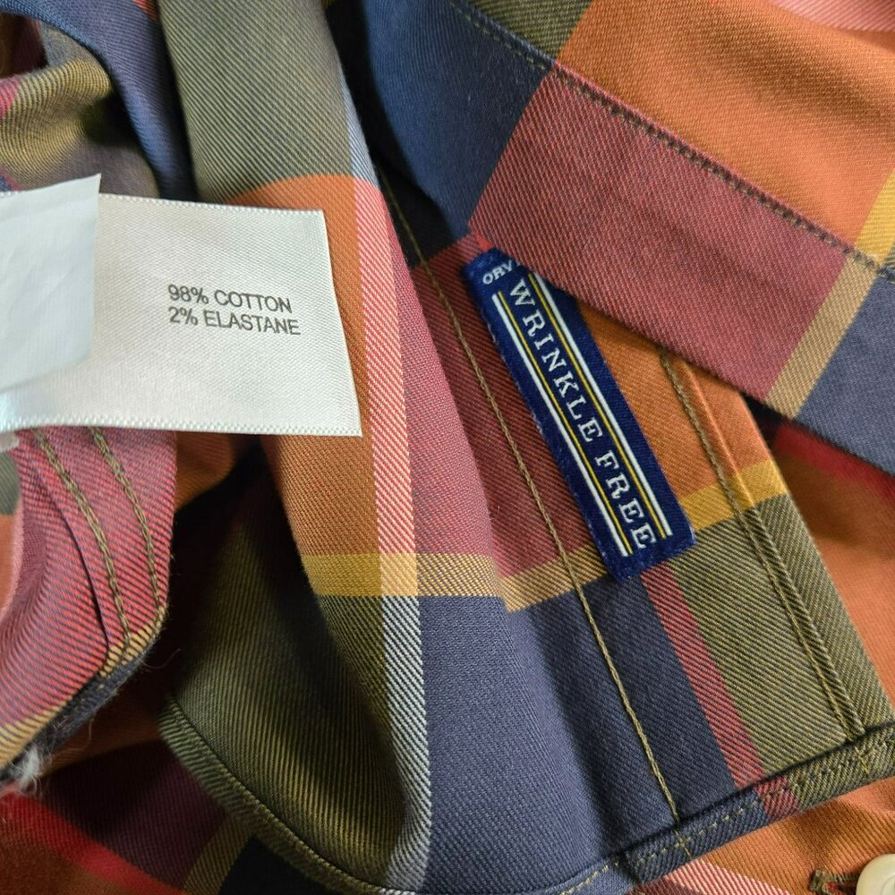 Orvis Mens Wrinkle-Free Madras Plaid Button-Down Shirt XL Vibrant Multicolor - Picture 10 of 12